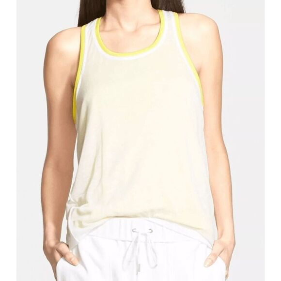 Helmut Lang Yellow White Devotee Tank Top Blouse Size Medium - Picture 6 of 8